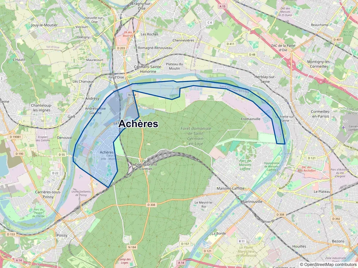 Carte de Achères (Yvelines)