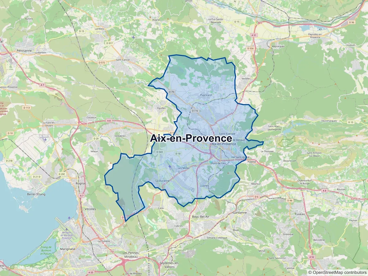 Carte de Aix-en-Provence (Bouches-du-Rhône)