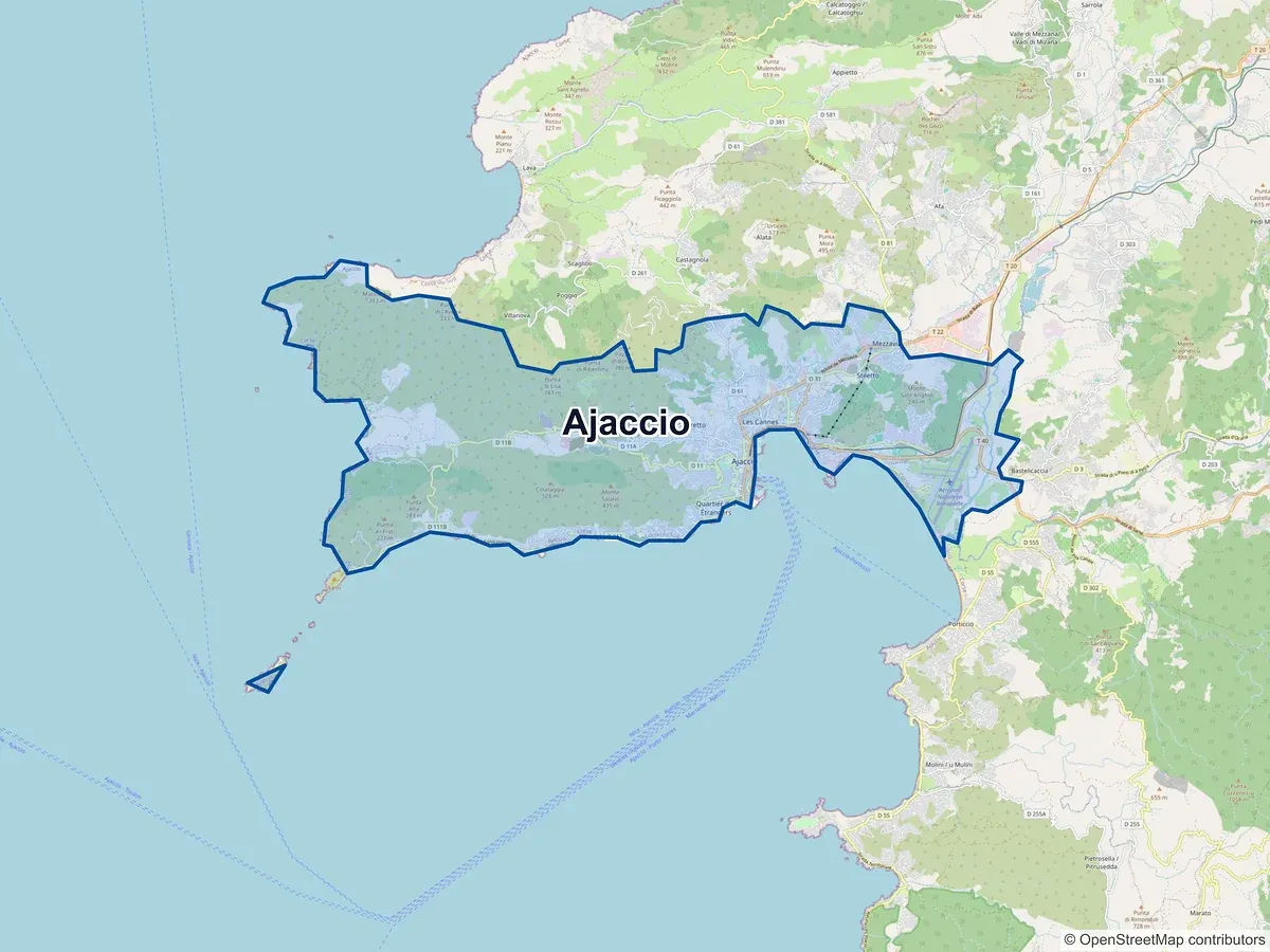 Carte de Ajaccio (Corse-du-Sud)