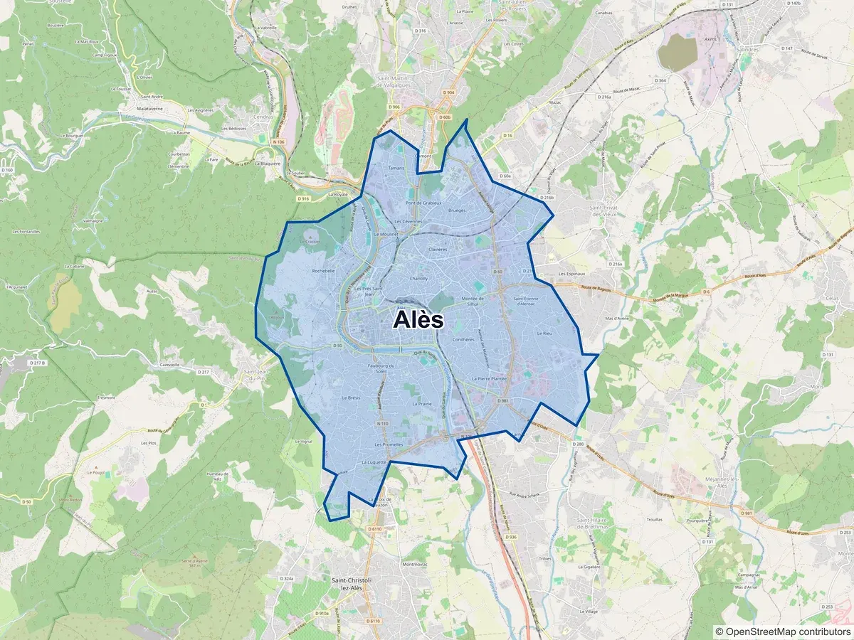 Carte de Alès (Gard)