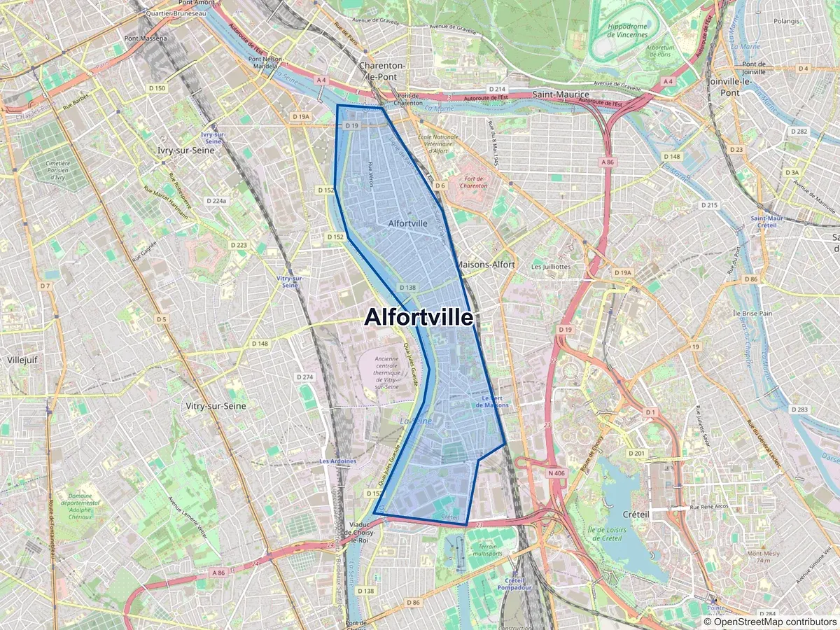 Carte de Alfortville (Val-de-Marne)