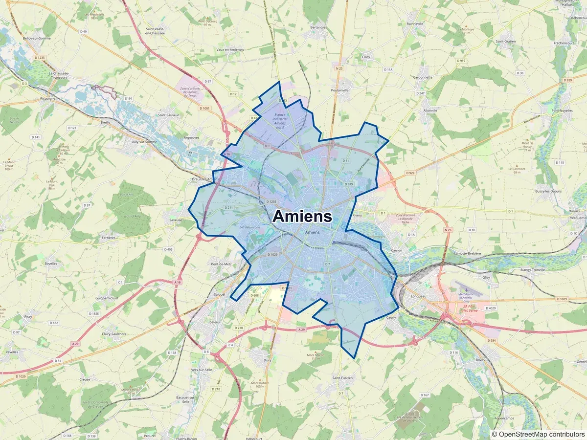 Carte de Amiens (Somme)