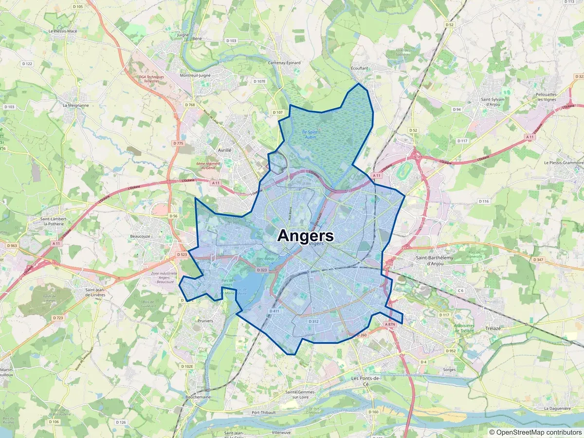 Carte de Angers (Maine-et-Loire)