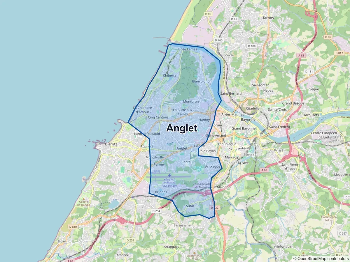 Carte de Anglet (Pyrénées-Atlantiques)