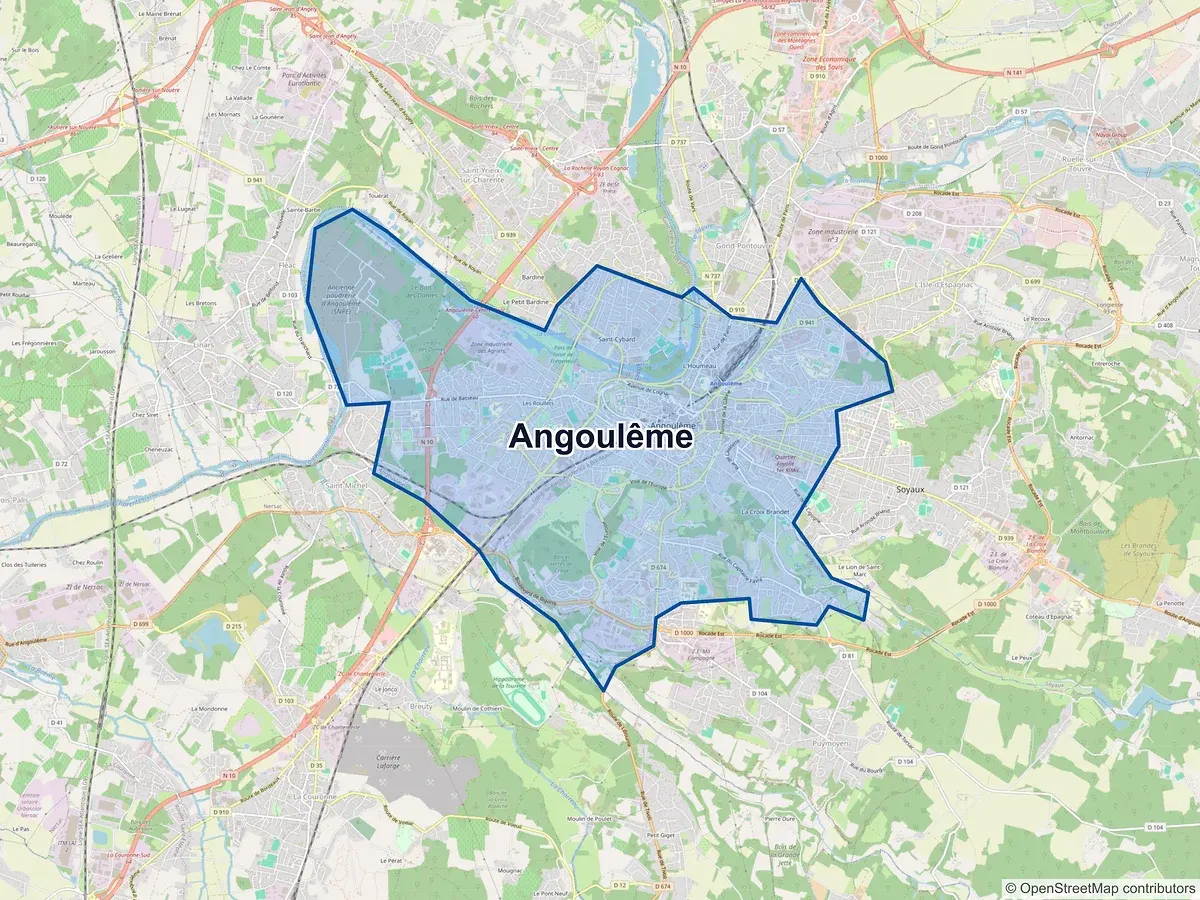 Carte de Angoulême (Charente)