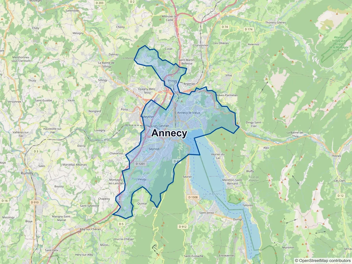 Carte de Annecy (Haute-Savoie)