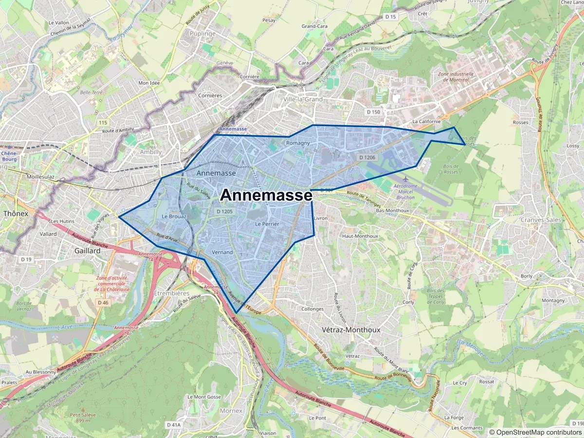 Carte de Annemasse (Haute-Savoie)
