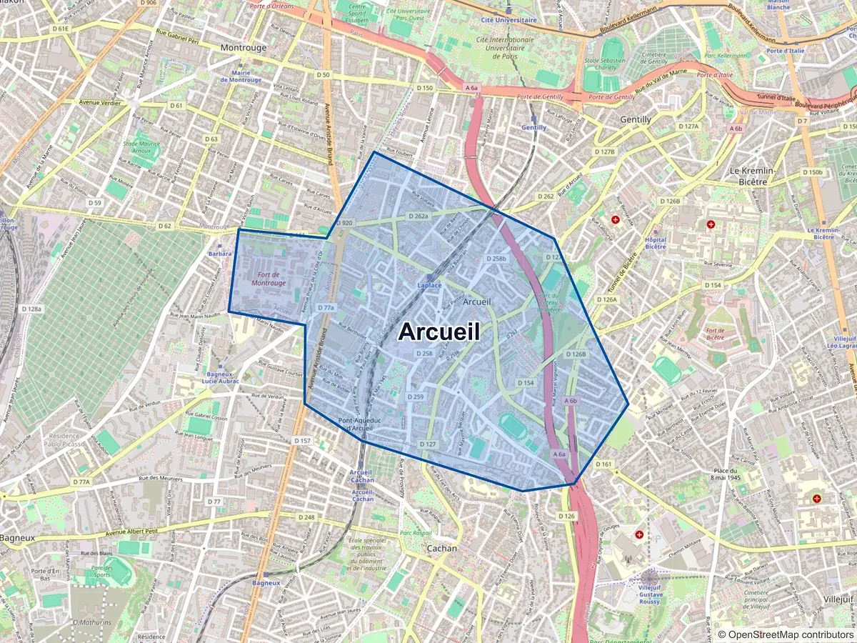 Carte de Arcueil (Val-de-Marne)