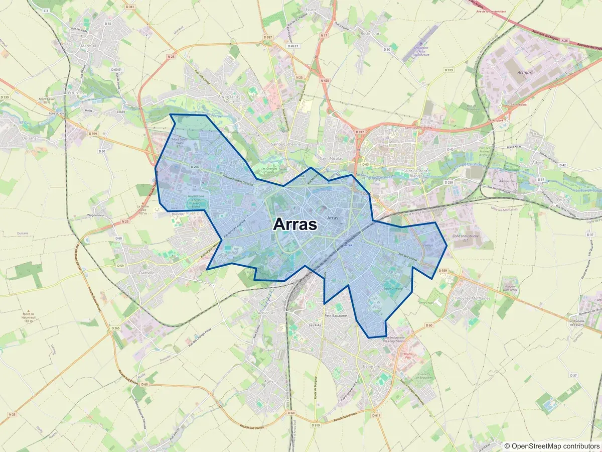 Carte de Arras (Pas-de-Calais)