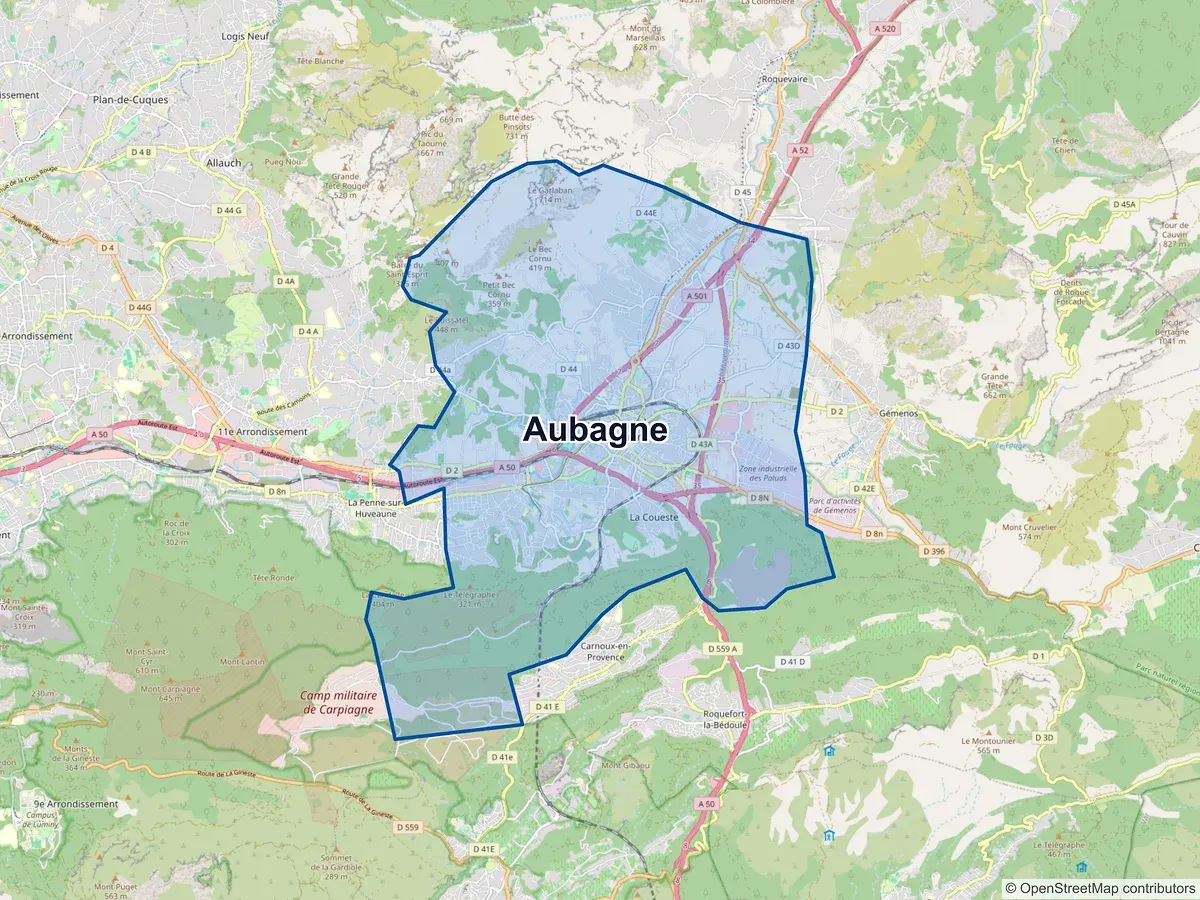Carte de Aubagne (Bouches-du-Rhône)