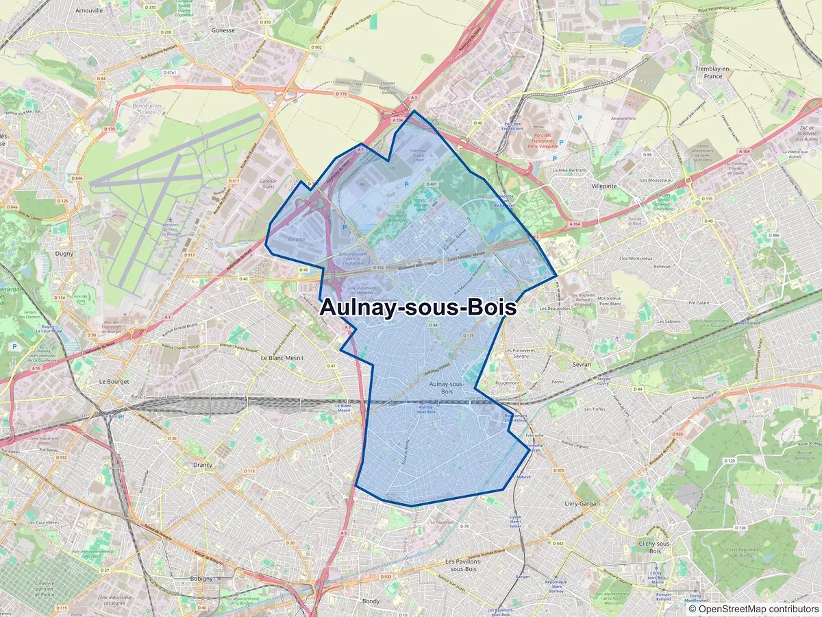 Carte de Aulnay-sous-Bois (Seine-Saint-Denis)