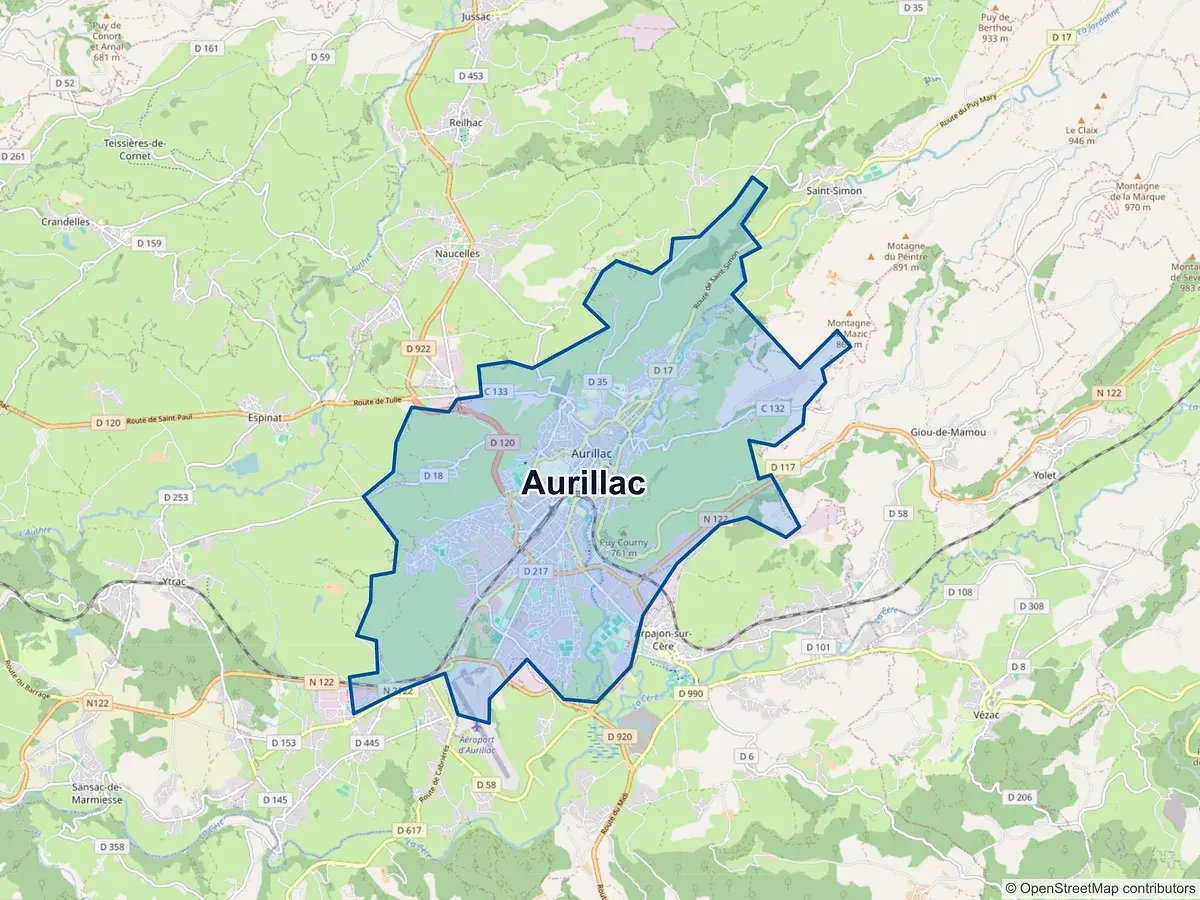 Carte de Aurillac (Cantal)