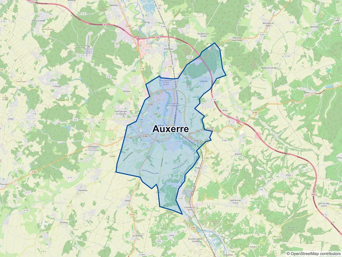 Carte de Auxerre (Yonne)