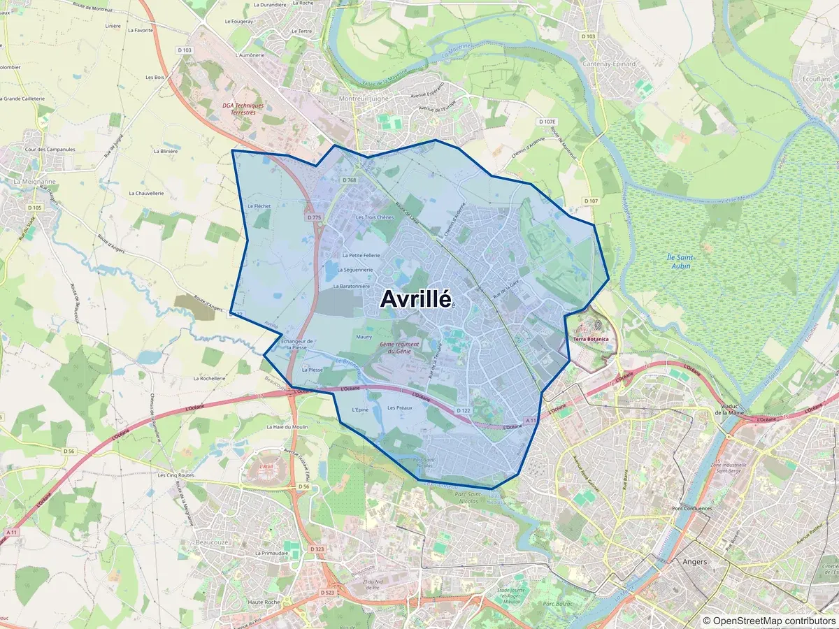 Carte de Avrillé (Maine-et-Loire)