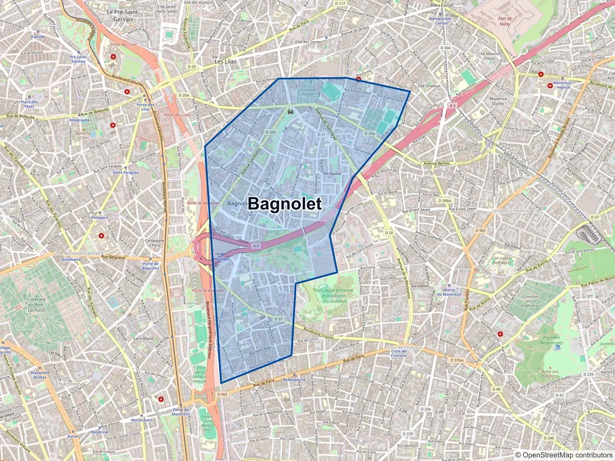 Carte de Bagnolet (Seine-Saint-Denis)