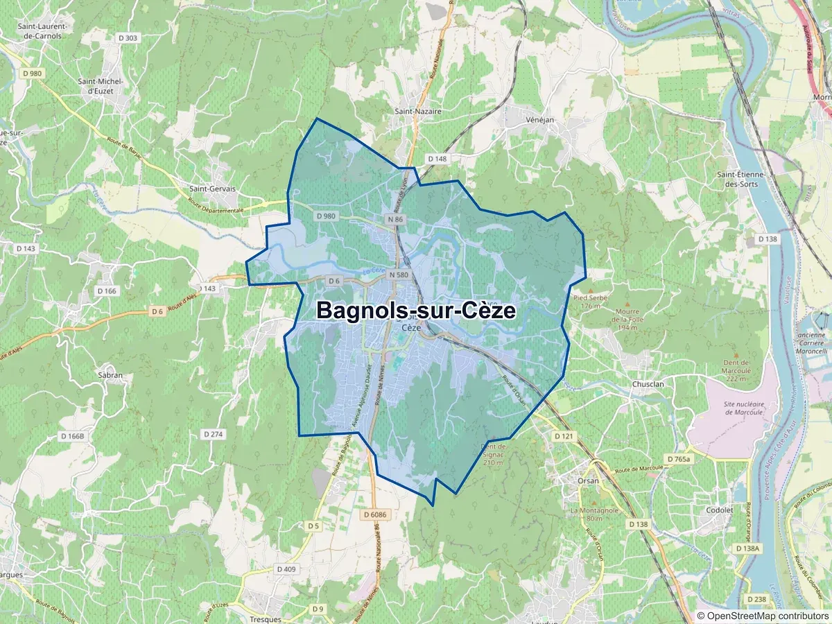 Carte de Bagnols-sur-Cèze (Gard)