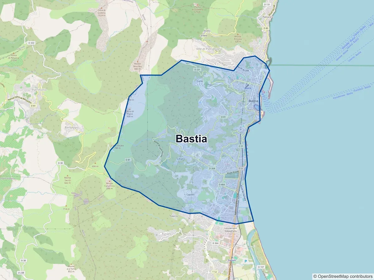 Carte de Bastia (Haute-Corse)