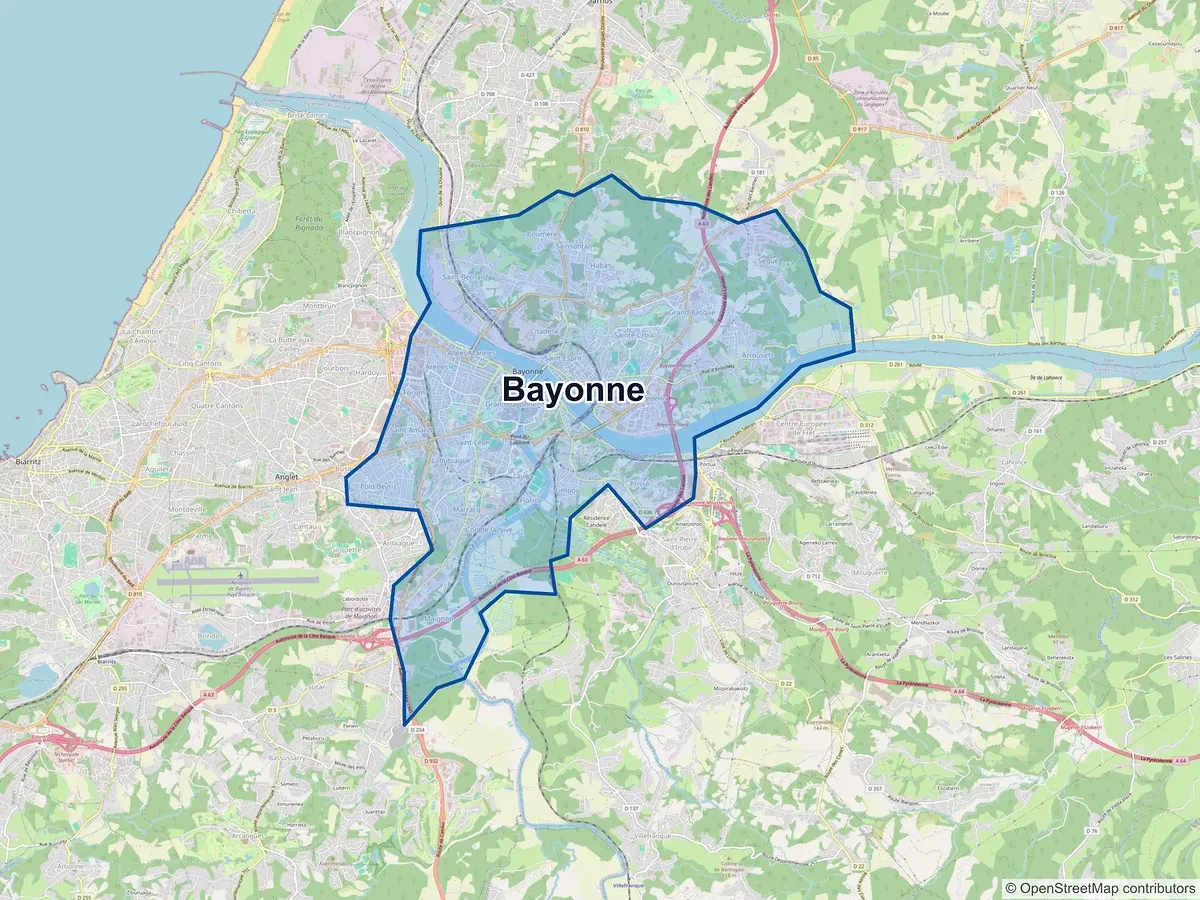 Carte de Bayonne (Pyrénées-Atlantiques)