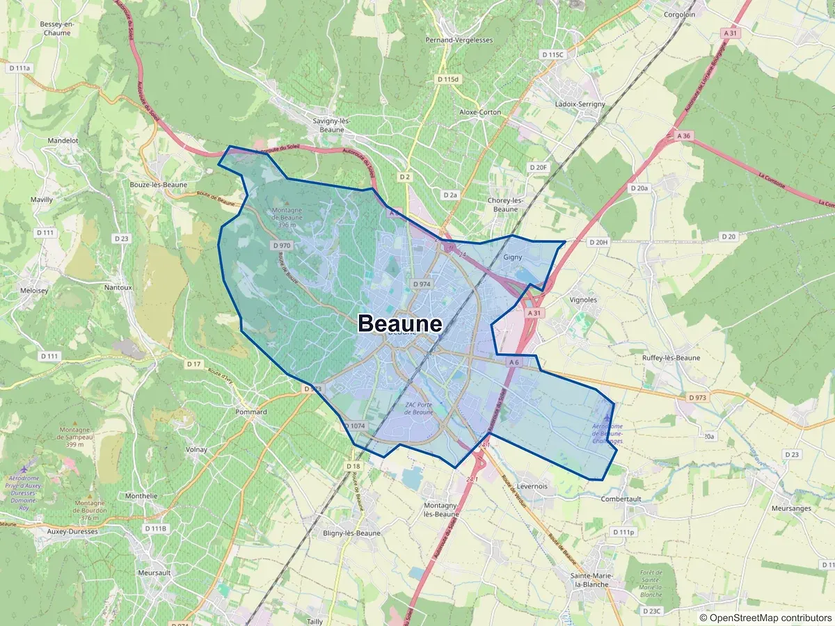 Carte de Beaune (Côte-d'Or)