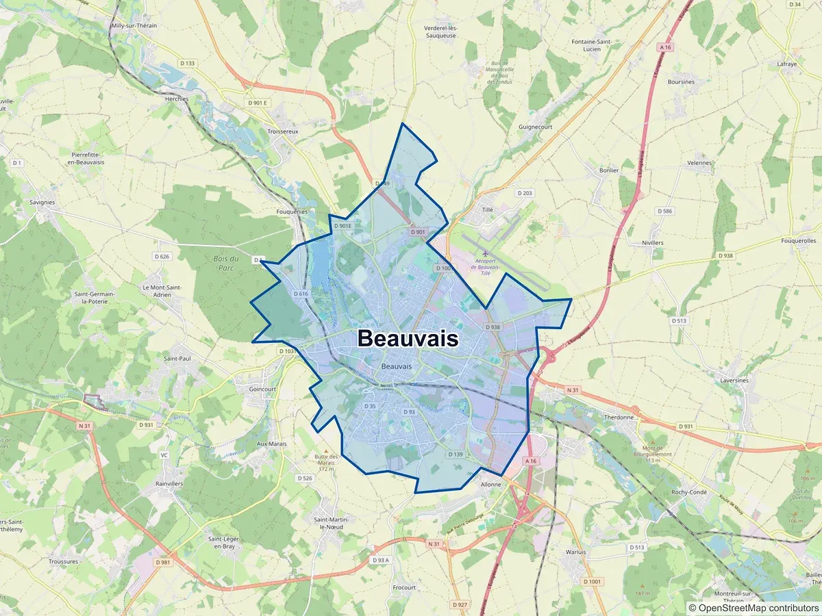 Carte de Beauvais (Oise)