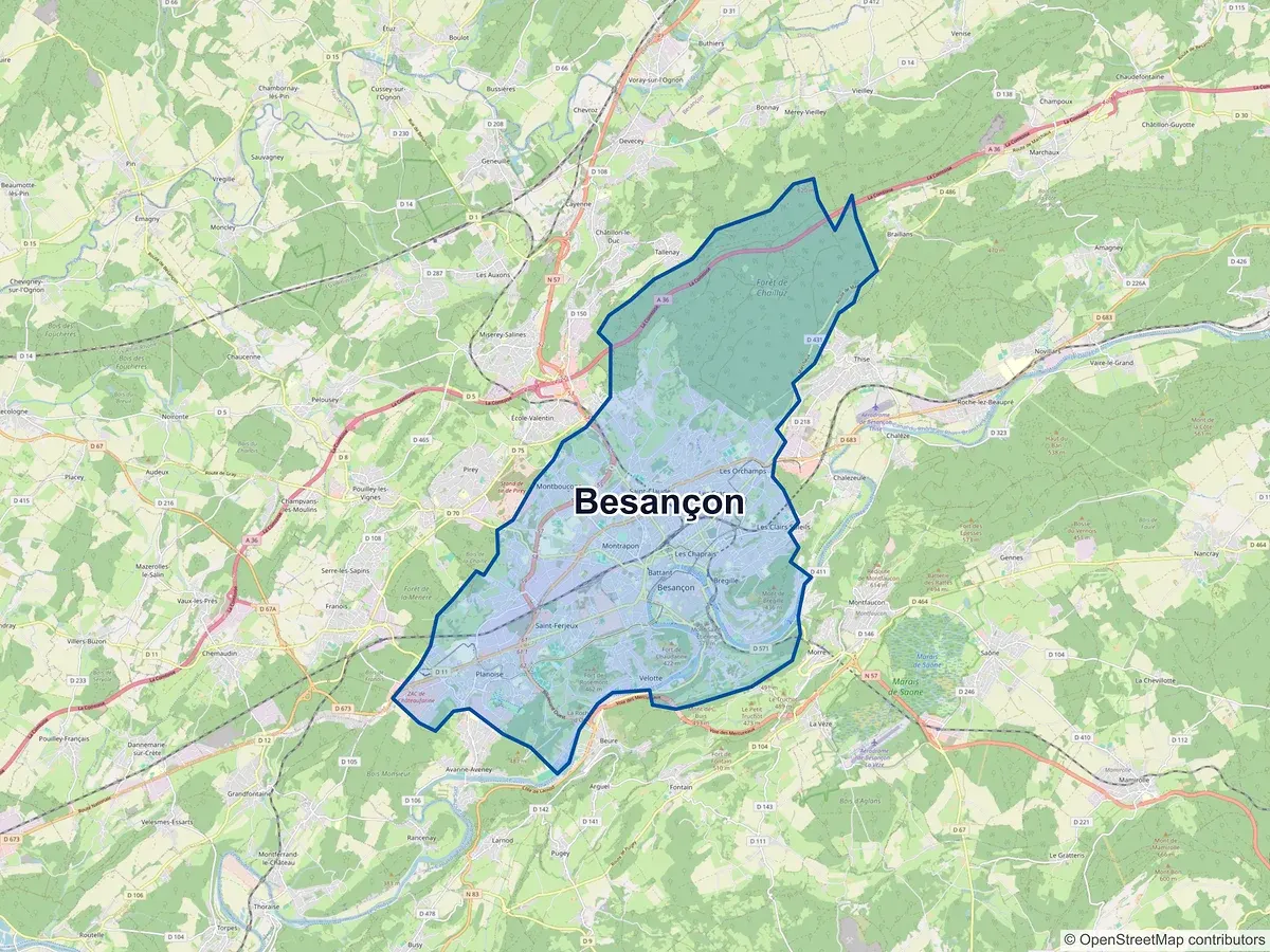 Carte de Besançon (Doubs)