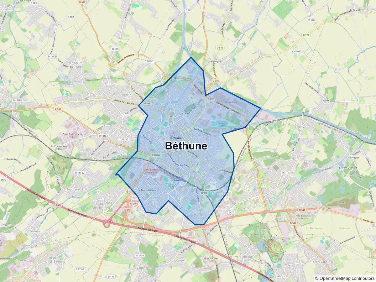 Carte de Béthune (Pas-de-Calais)