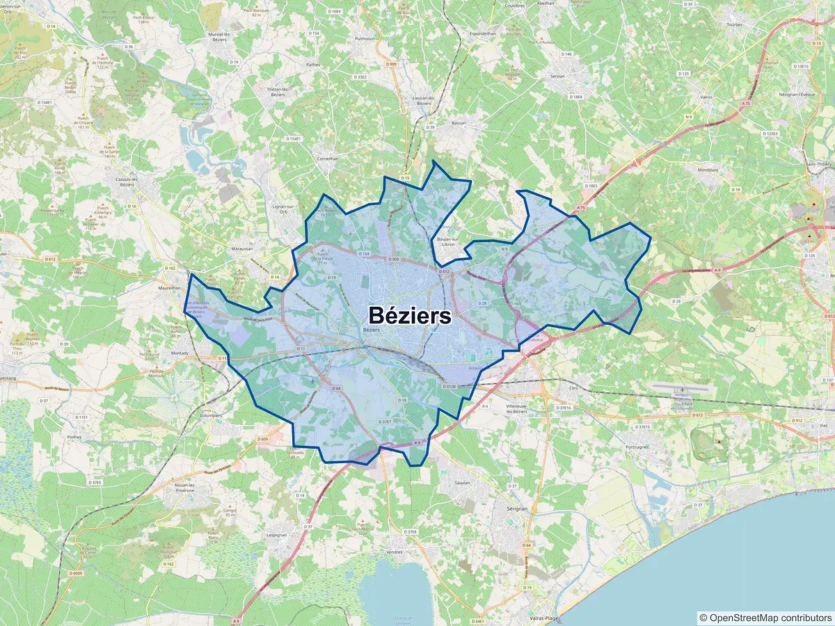 Carte de Béziers (Hérault)