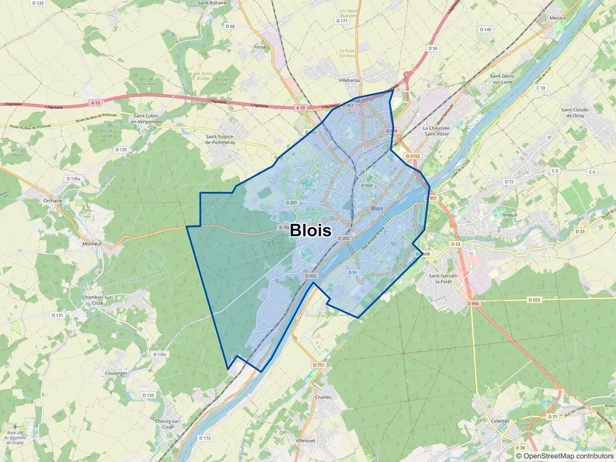 Carte de Blois (Loir-et-Cher)