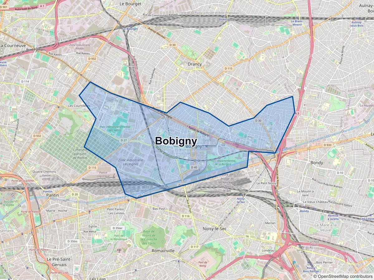 Carte de Bobigny (Seine-Saint-Denis)