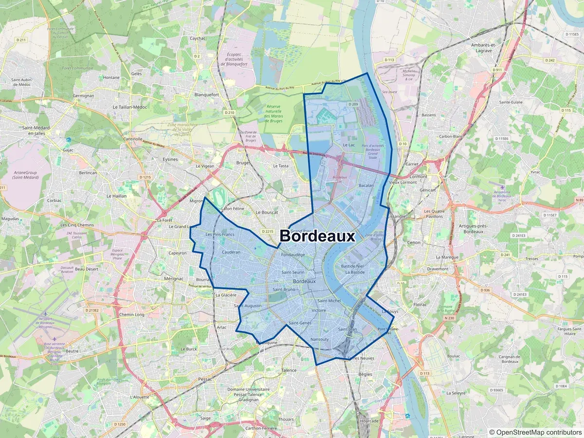Carte de Bordeaux (Gironde)