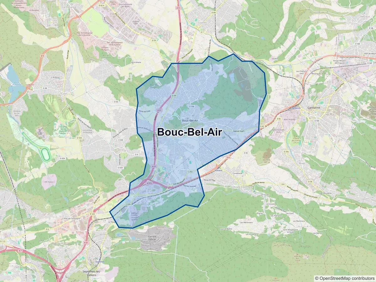 Carte de Bouc-Bel-Air (Bouches-du-Rhône)