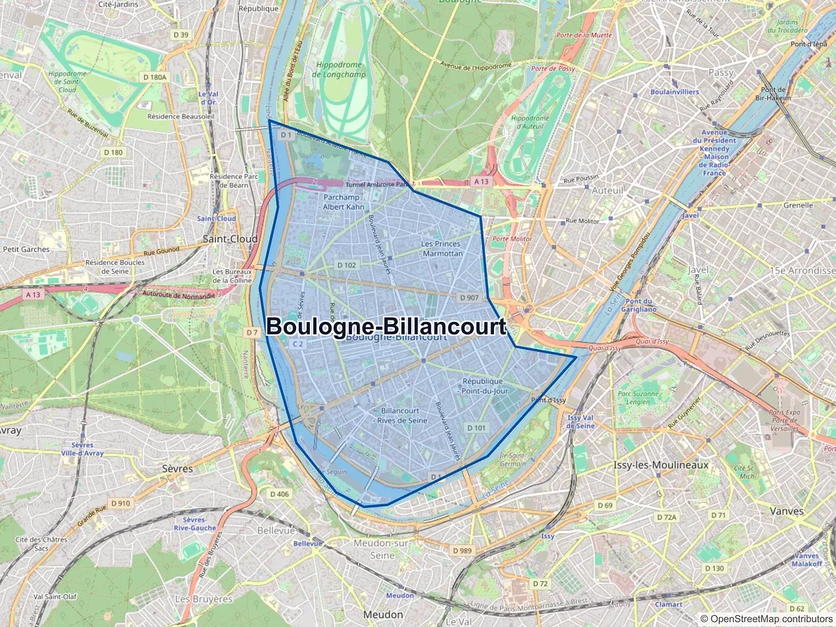 Carte de Boulogne-Billancourt (Hauts-de-Seine)