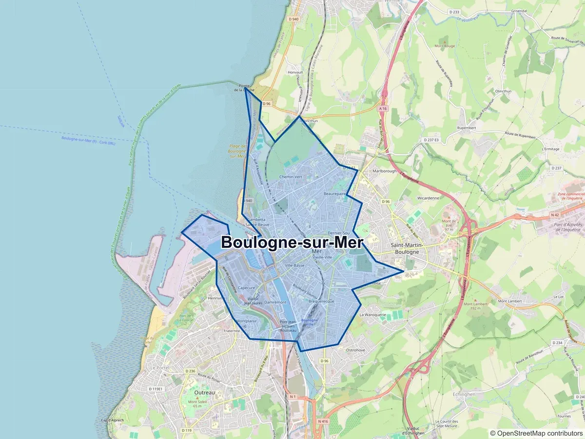 Carte de Boulogne-sur-Mer (Pas-de-Calais)
