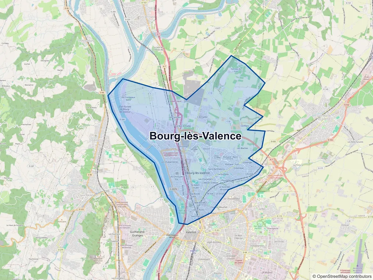 Carte de Bourg-lès-Valence (Drôme)
