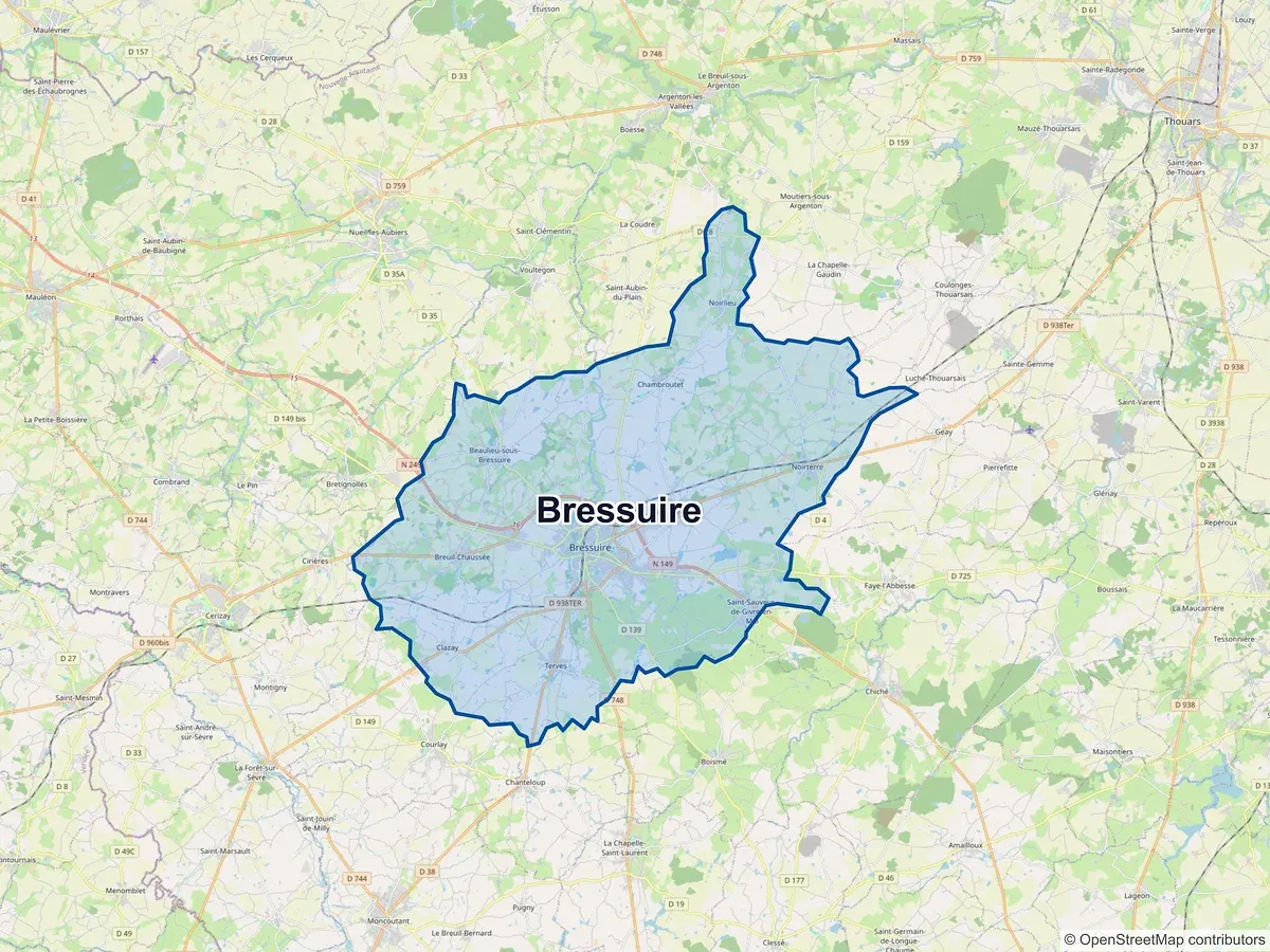 Carte de Bressuire (Deux-Sèvres)