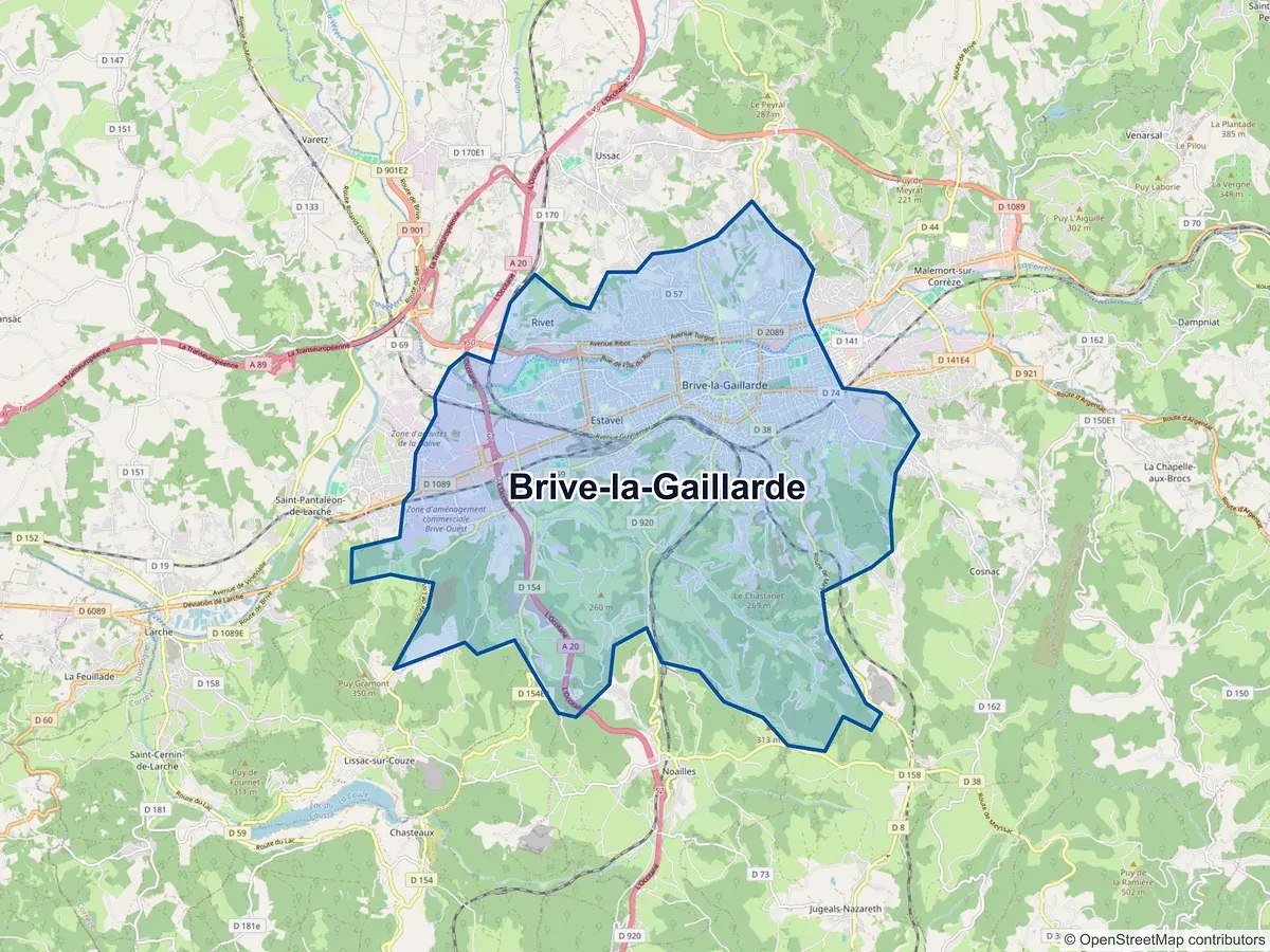 Carte de Brive-la-Gaillarde (Corrèze)