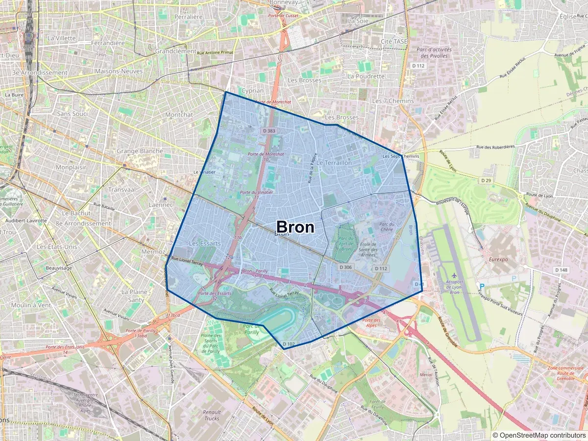 Carte de Bron (Rhône)