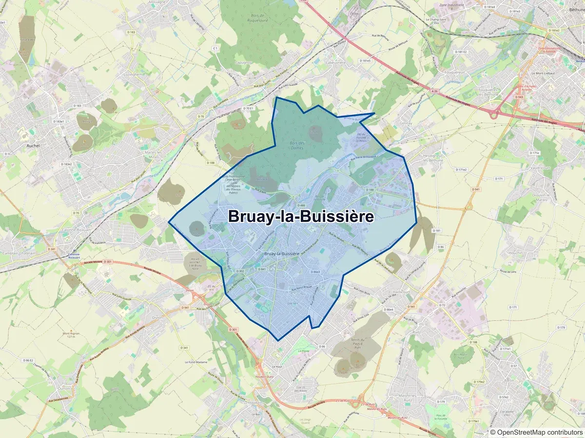 Carte de Bruay-la-Buissière (Pas-de-Calais)