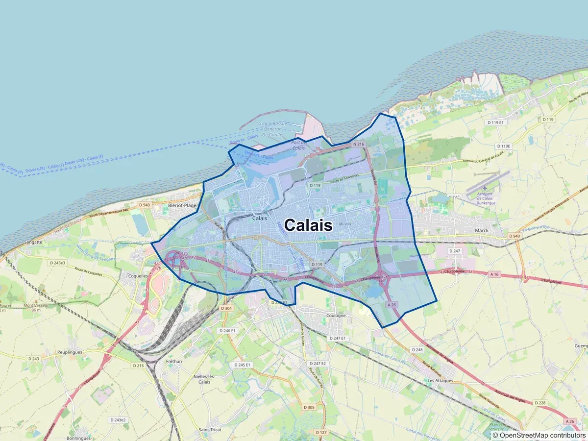 Carte de Calais (Pas-de-Calais)