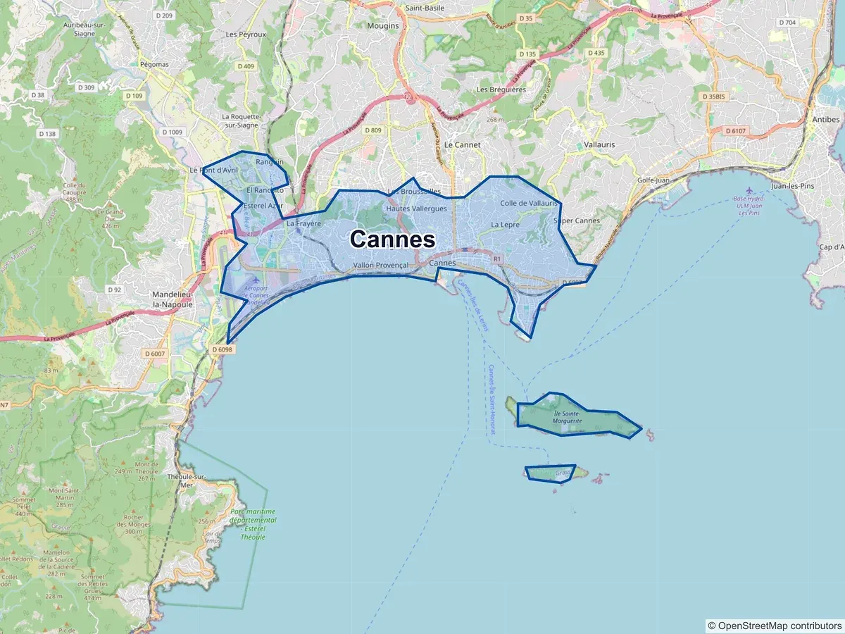 Carte de Cannes (Alpes-Maritimes)