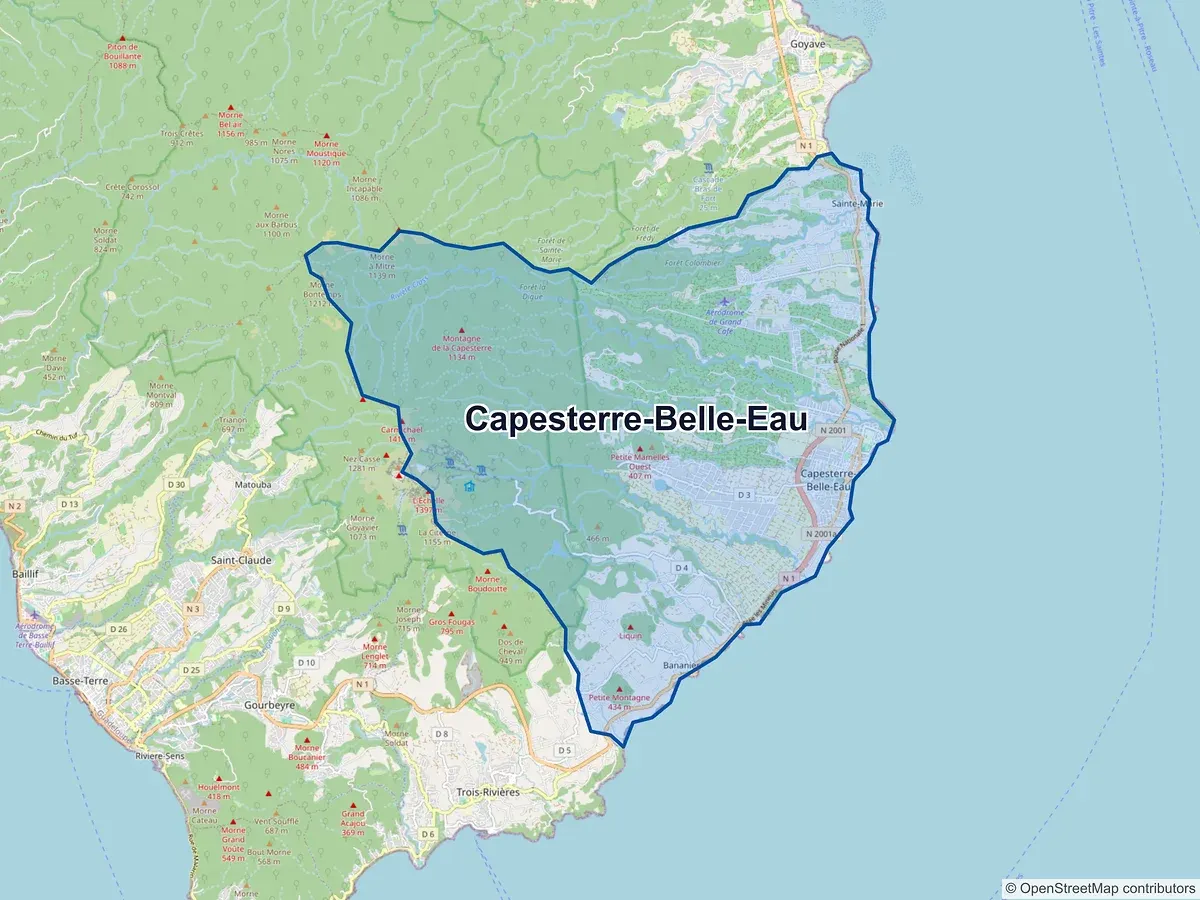 Carte de Capesterre-Belle-Eau (Guadeloupe)