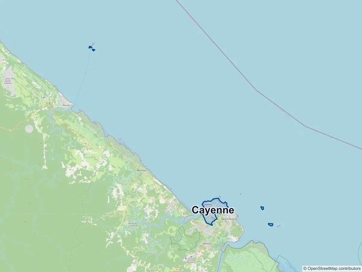 Carte de Cayenne (Guyane)