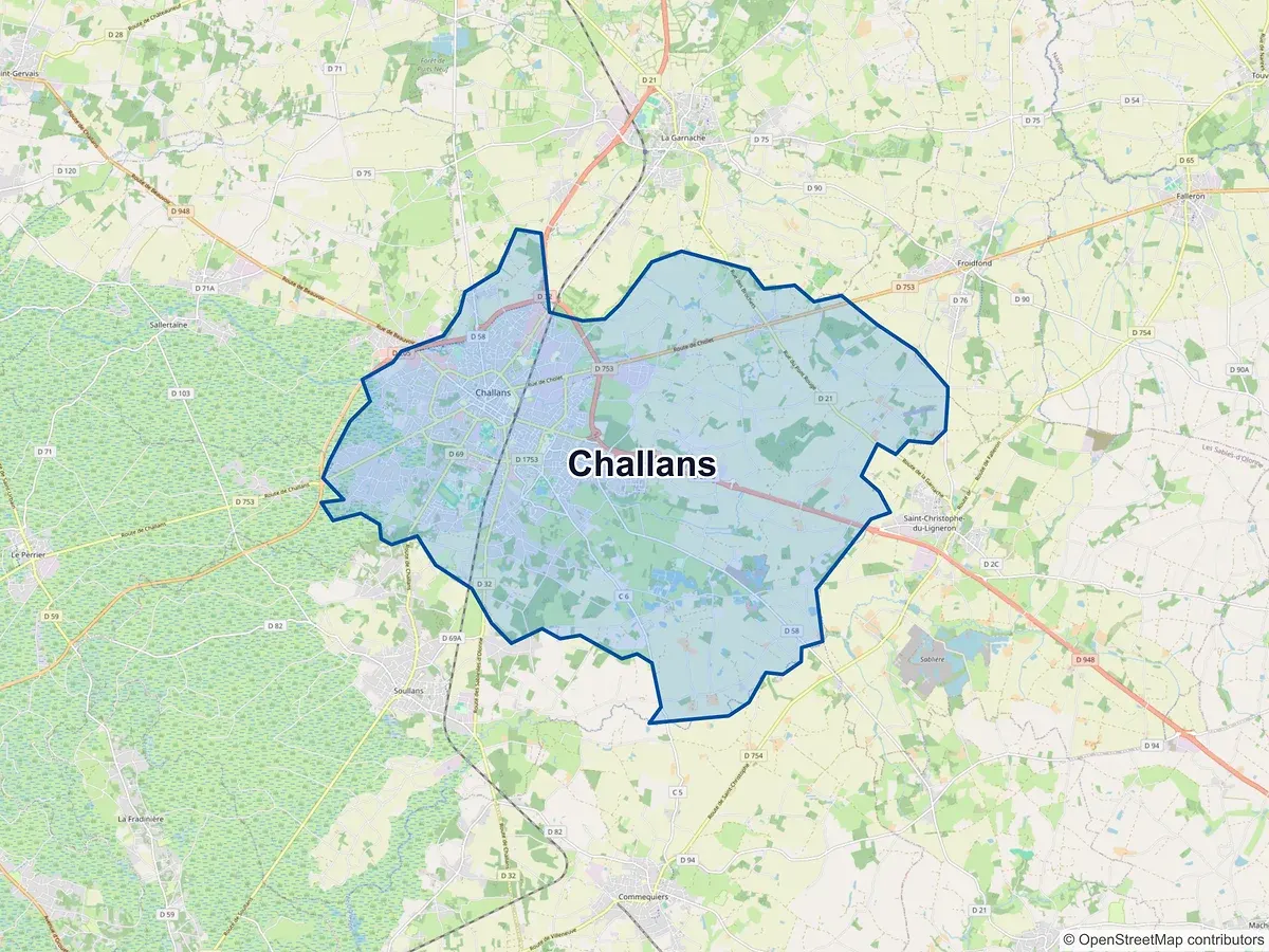 Carte de Challans (Vendée)