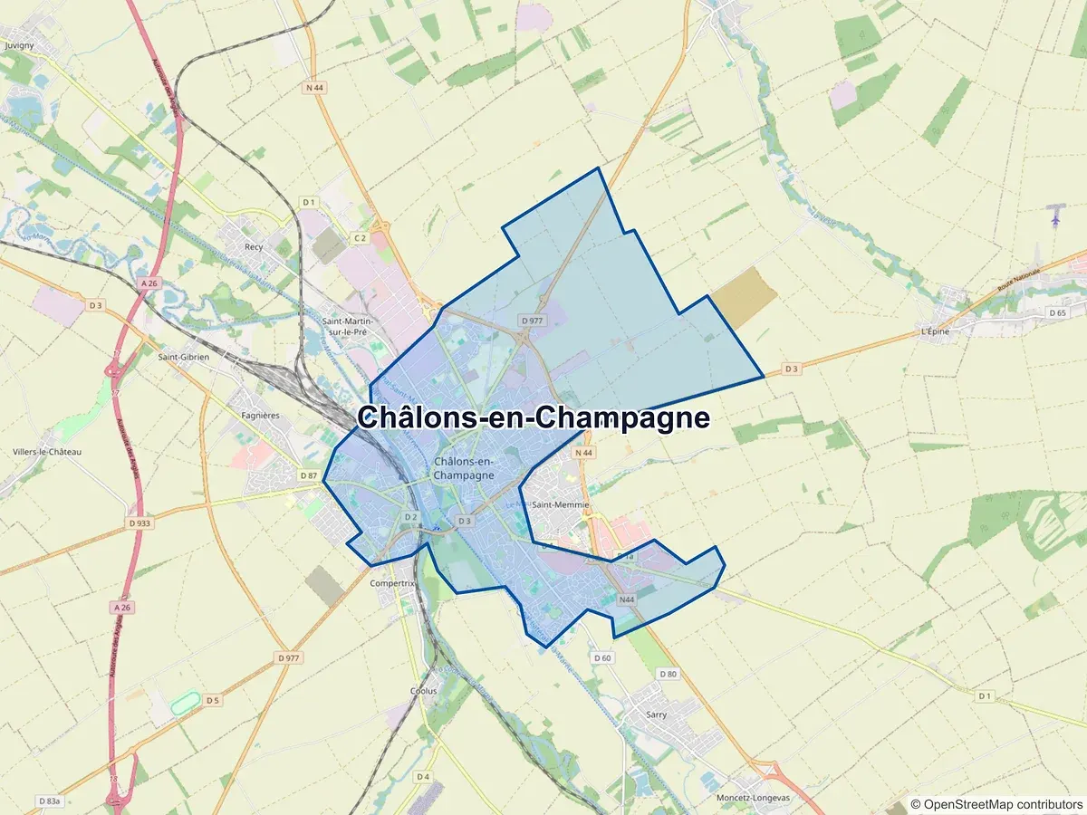 Carte de Châlons-en-Champagne (Marne)