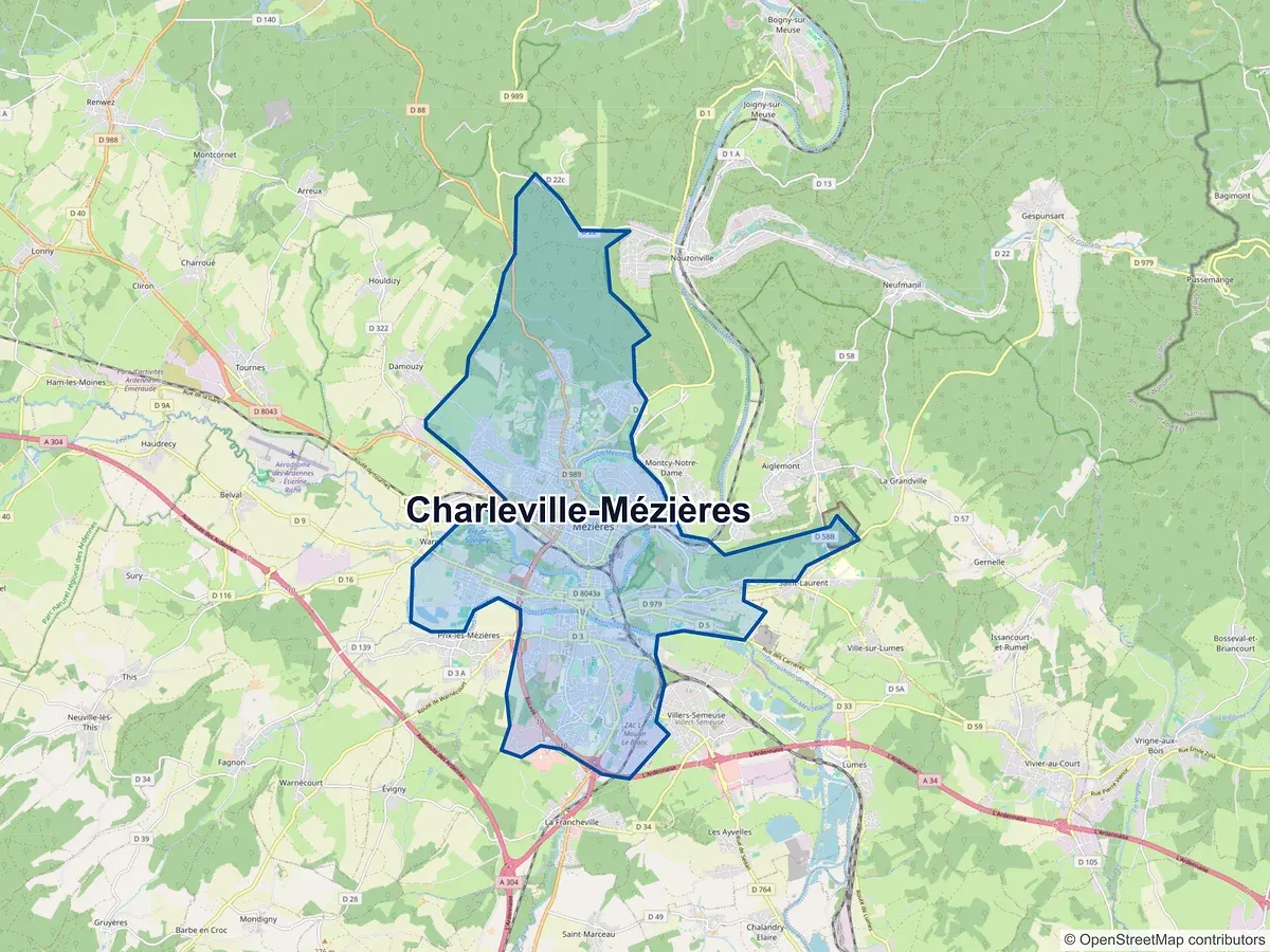 Carte de Charleville-Mézières (Ardennes)