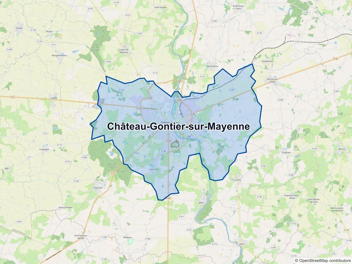 Carte de Château-Gontier-sur-Mayenne (Mayenne)