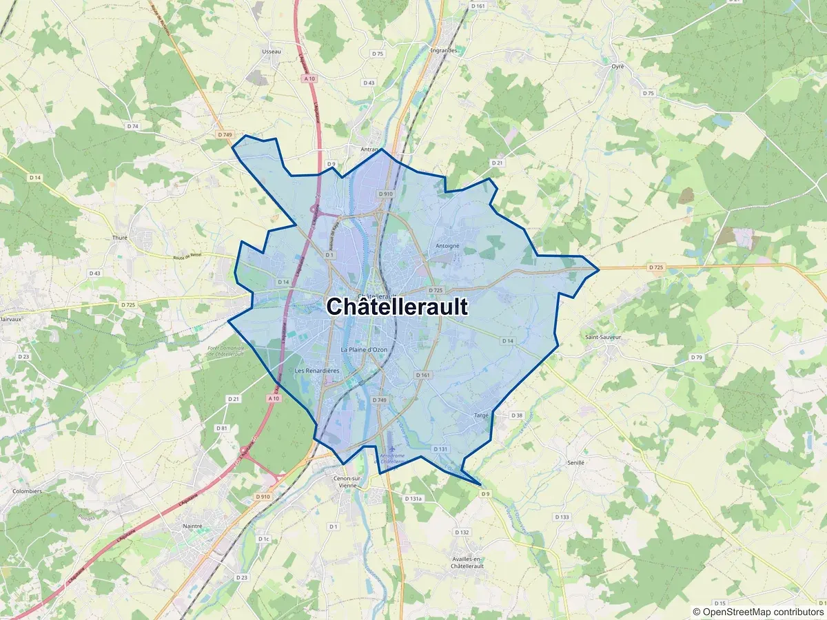 Carte de Châtellerault (Vienne)