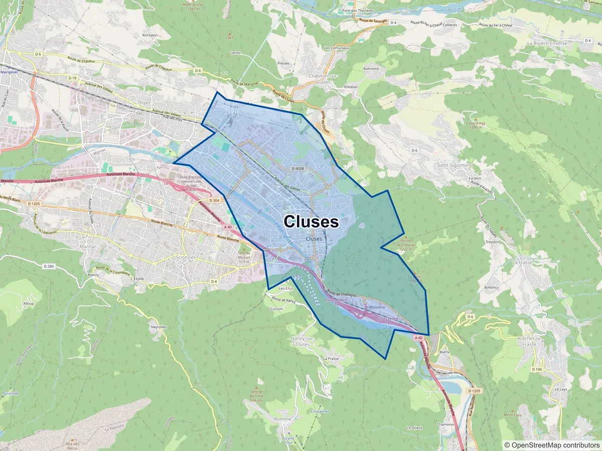 Carte de Cluses (Haute-Savoie)