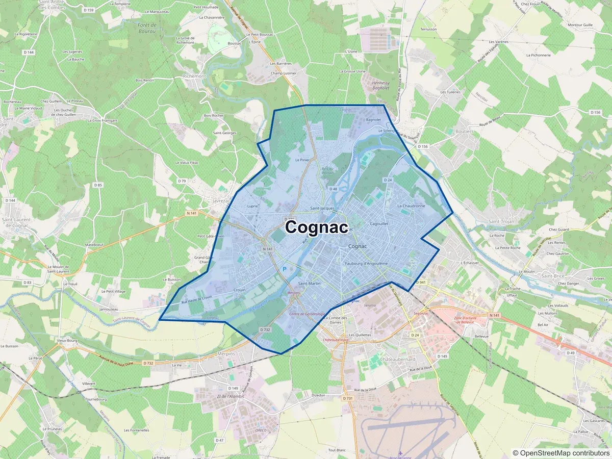 Carte de Cognac (Charente)