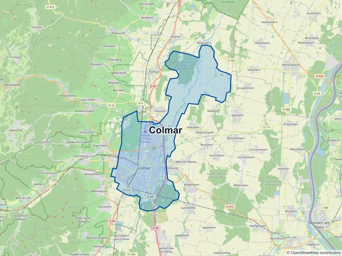 Carte de Colmar (Haut-Rhin)